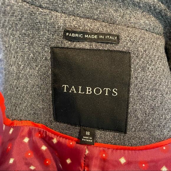 Talbots Wool Blend Pea Coat Gray Fully Lined Sz 18 - Picture 4 of 7